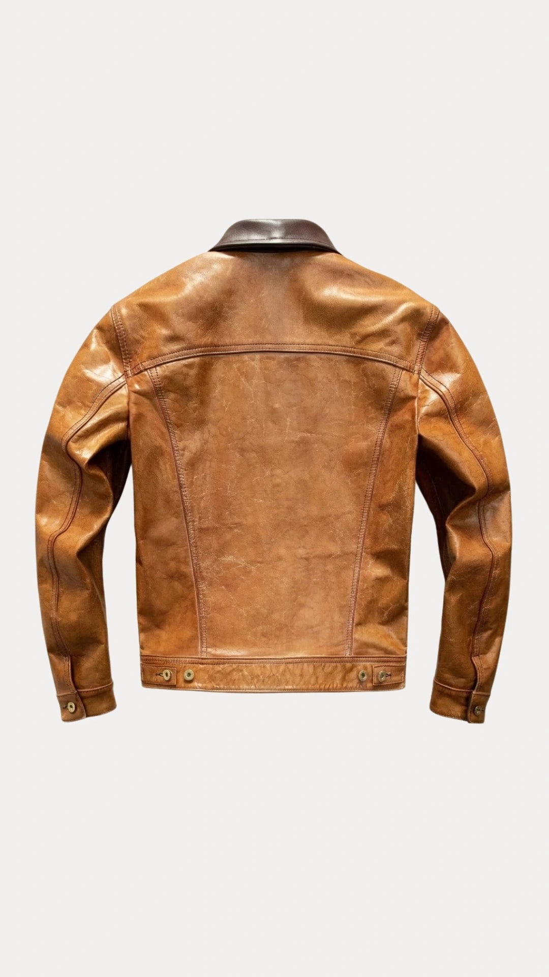 Back view of the tan goatskin storm rider jacket