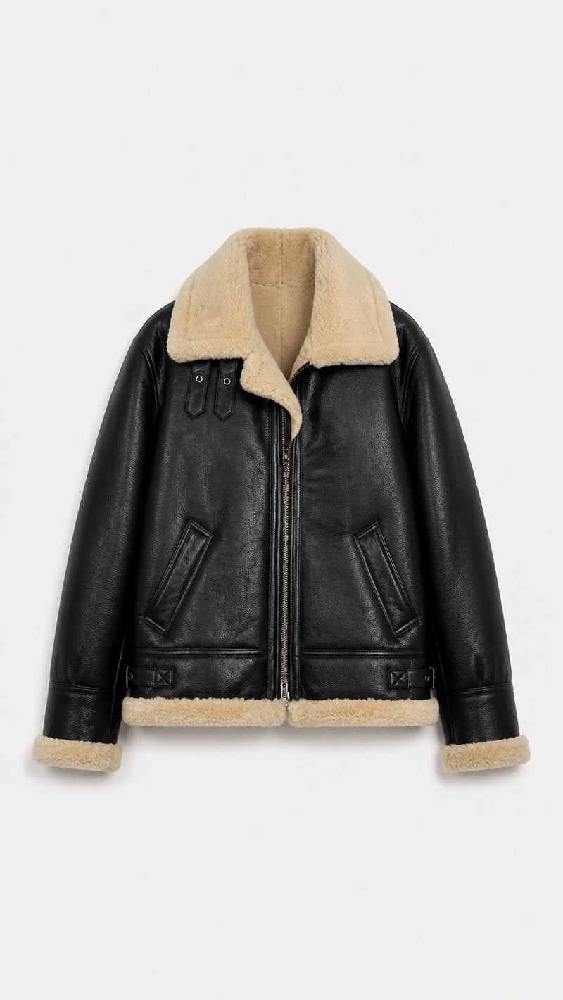 B-3 Shearling Flight Jacket — Black