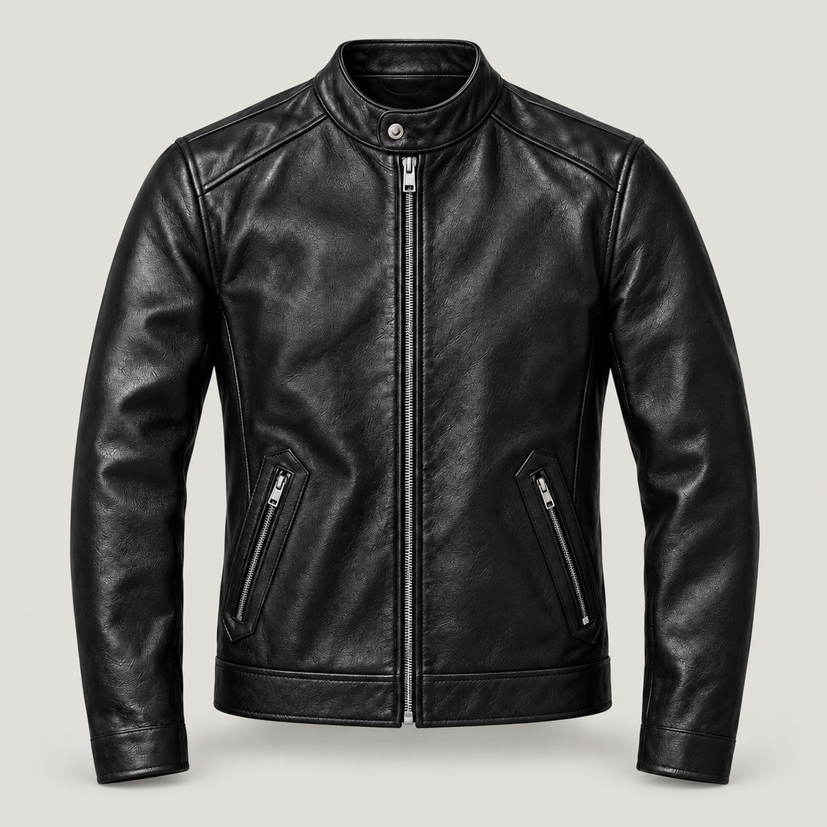 Jacket front — ice-gray studio background