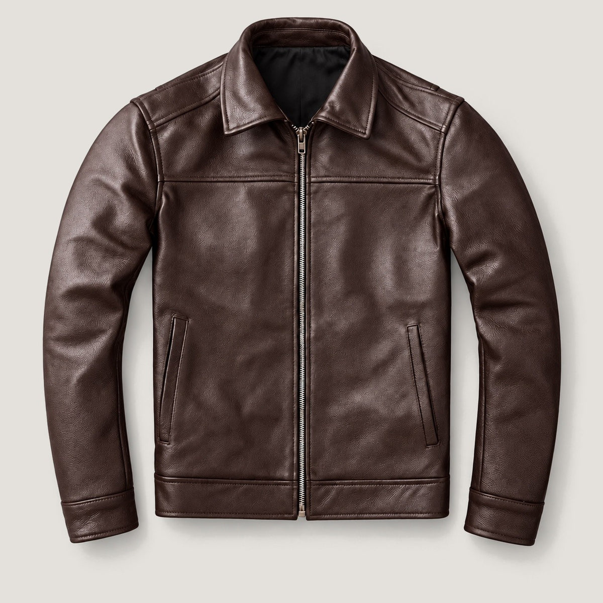 Jacket front — ice-gray studio background