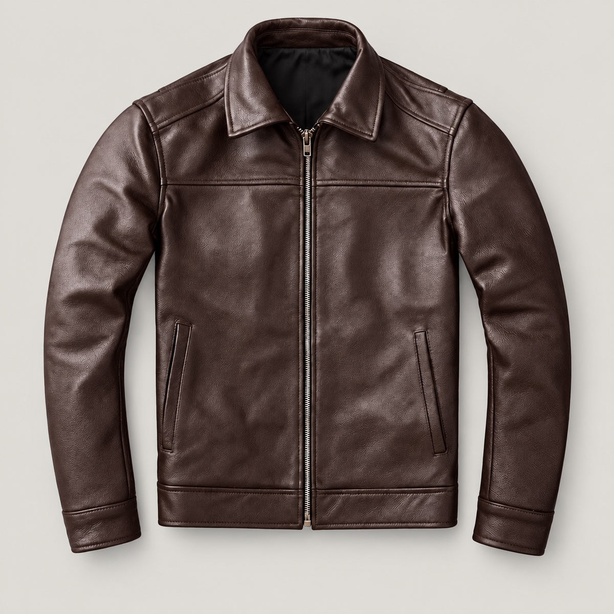 Jacket front — ice-gray studio background