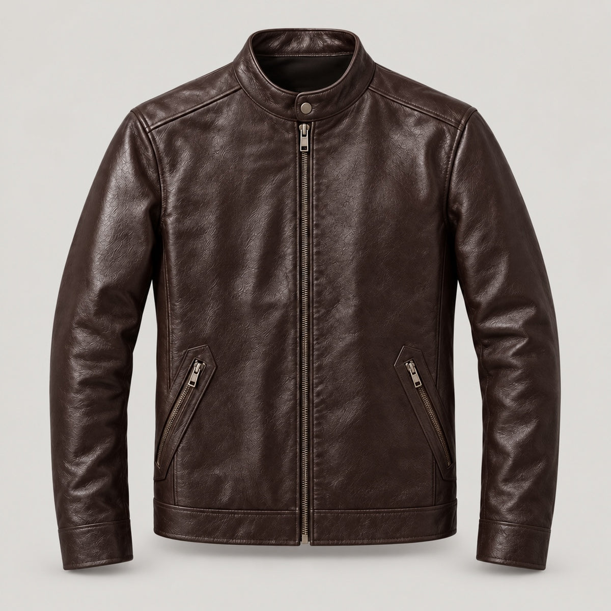 Jacket front — ice-gray studio background